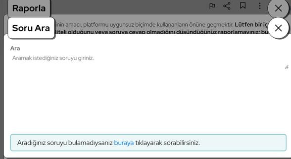 Sorunun başlığını yazmaya başladığınız anda sistem soruları size getirecektir. Bunu soru linki kullanarak da yapabilirsiniz. Soruyu seçtikten sonra raporu gönderebilirsiniz.