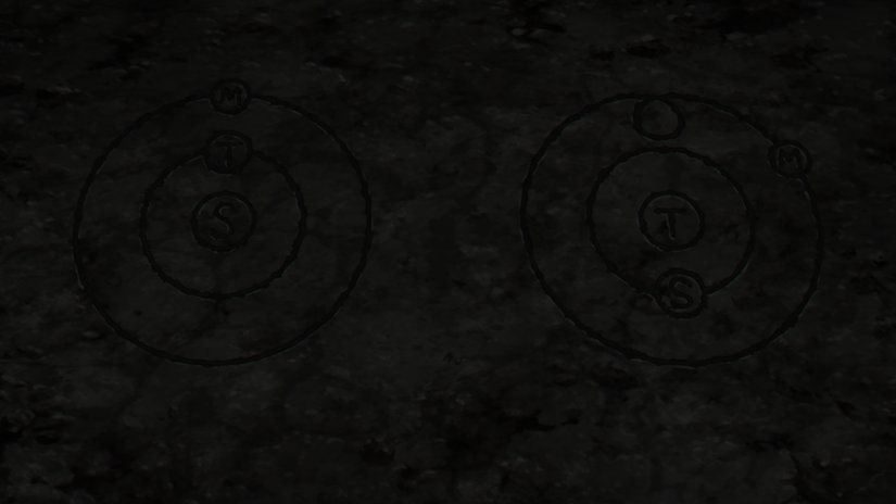 Badeni'nin çizimi ile Batlamyus modeli ve yeni evren modeli bu şekildedir. Bu çizimde ''T'' harfi Terra yani Dünya'yı temsil etmektedir.