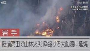 Forest Fire Continues To Rage Near Oshu City