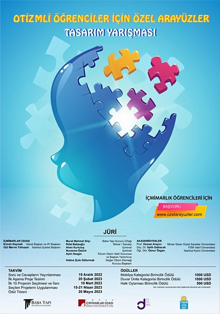 “Otizmli Öğrenciler İçin Özel Arayüzler” içmimari tasarım yarışması başladı