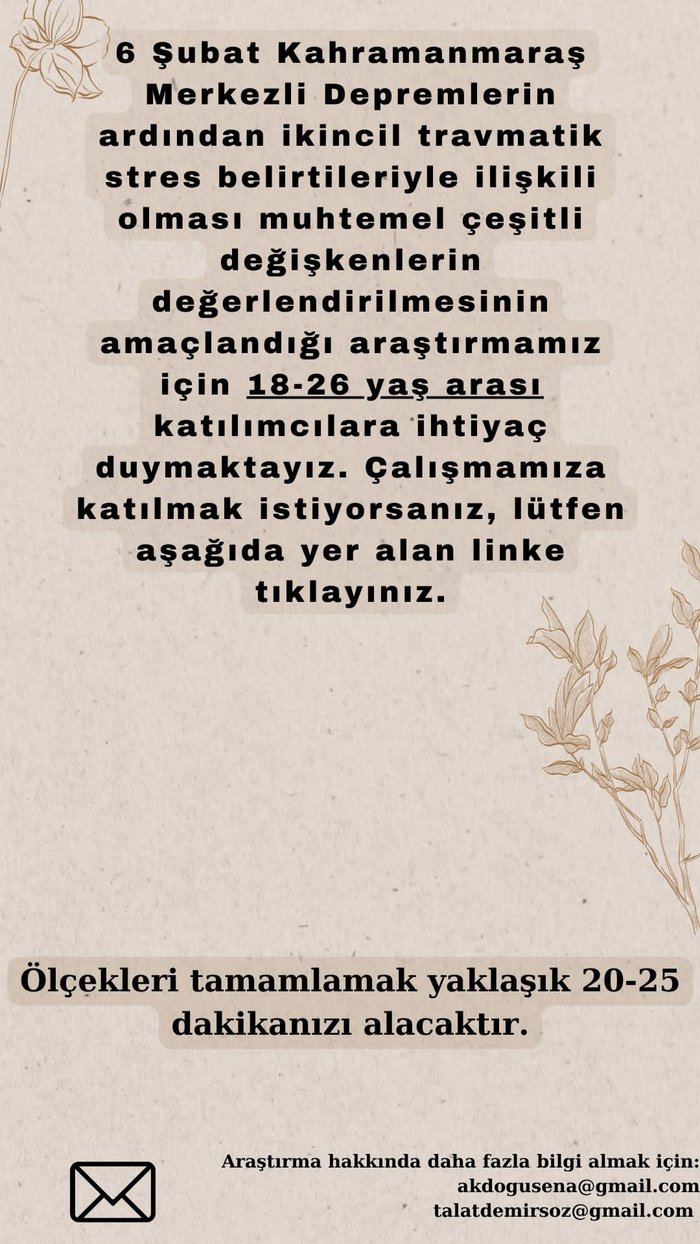 6 Şubat Depremi Sonrası İkincil Travmatik Stres Belirtileri ve Farkındalık