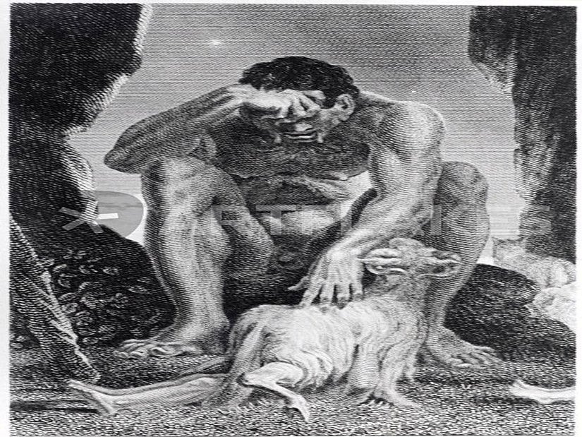 Odysseus'un koyunun altına saklanarak Polyphemos'tan kurtulması.