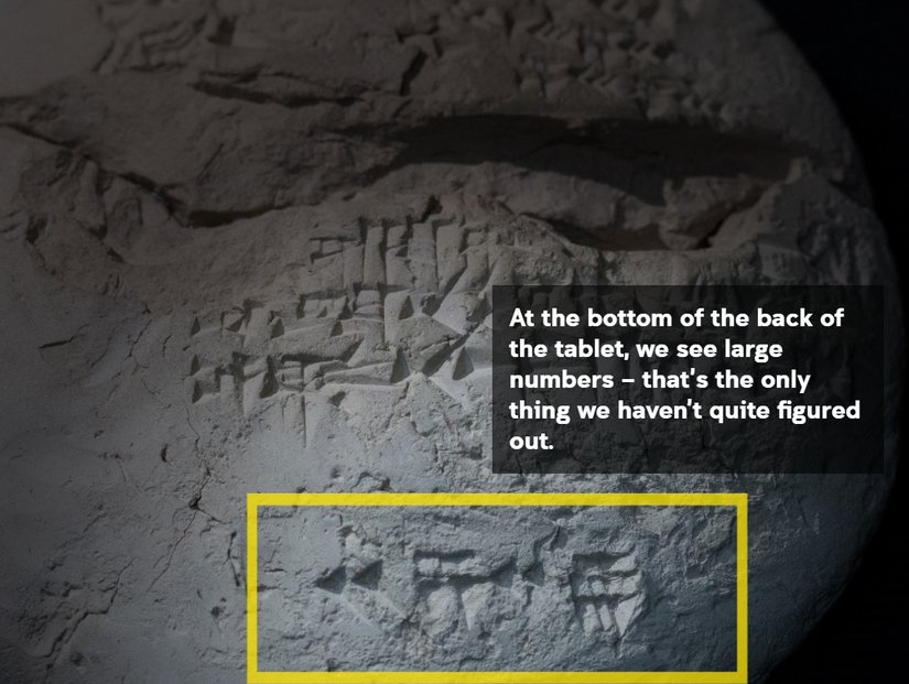 Tabletin arka kısmında ne anlama geldiği henüz bilinmeyen sayılar.