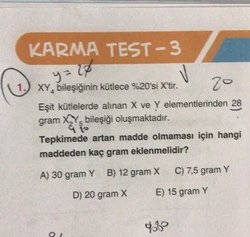 Tepkimede artan madde olmaması için hangi maddeden kaç gram eklenmelidir?
