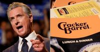 Gov. Newsom Mocks MAGA's Outrage Over Cracker Barrel's New Logo