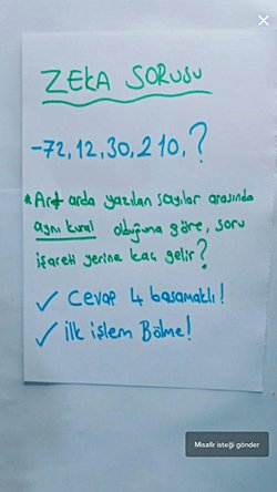 -72, 12, 30, 210... Sayıları arasında aynı kural olduğuna göre '?' yerine ne gelmelidir?