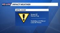 Impact Weather: Dense Fog Advisory In Place Until 10 a.m.