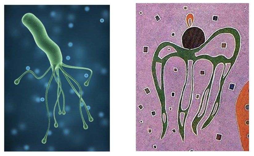 Mikroorganizma ve Kandinsky’nin Öfkeli Elan eserinden detay