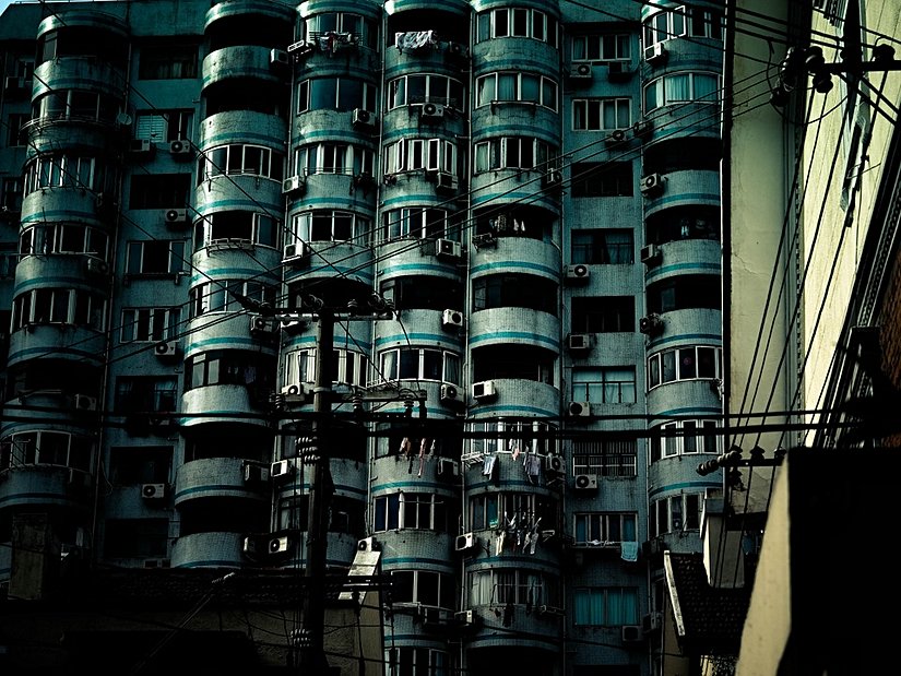 Şangay'da apartmandan bir görünüm.