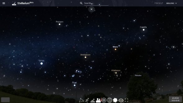 8 Mart 2023 günü saat 23.49'da gökyüzünün bir kısmı.