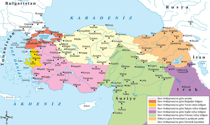 Sevr Antlaşması’na göre “bağımlı” Türk Devleti.
