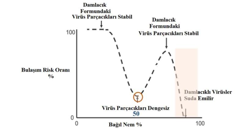 Şekil:3 Bağıl nem ile bulaşma riski arasındaki ilişki