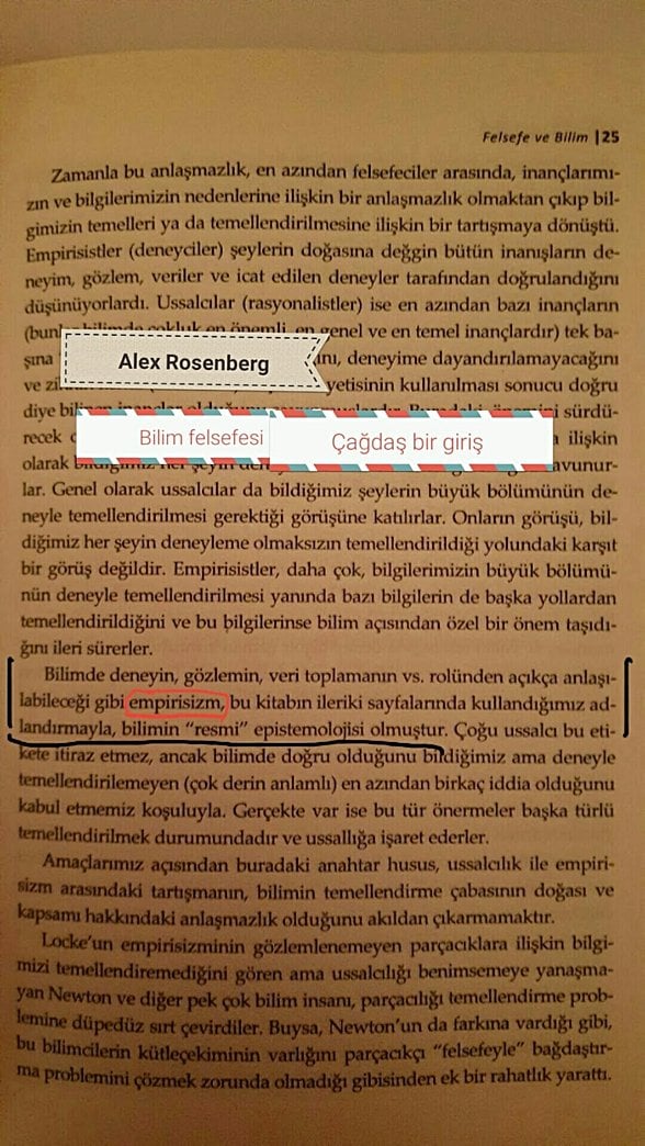 Bir çeşit Empirisizm bilimin resmi epistemolojisidir - Alex Rosenberg