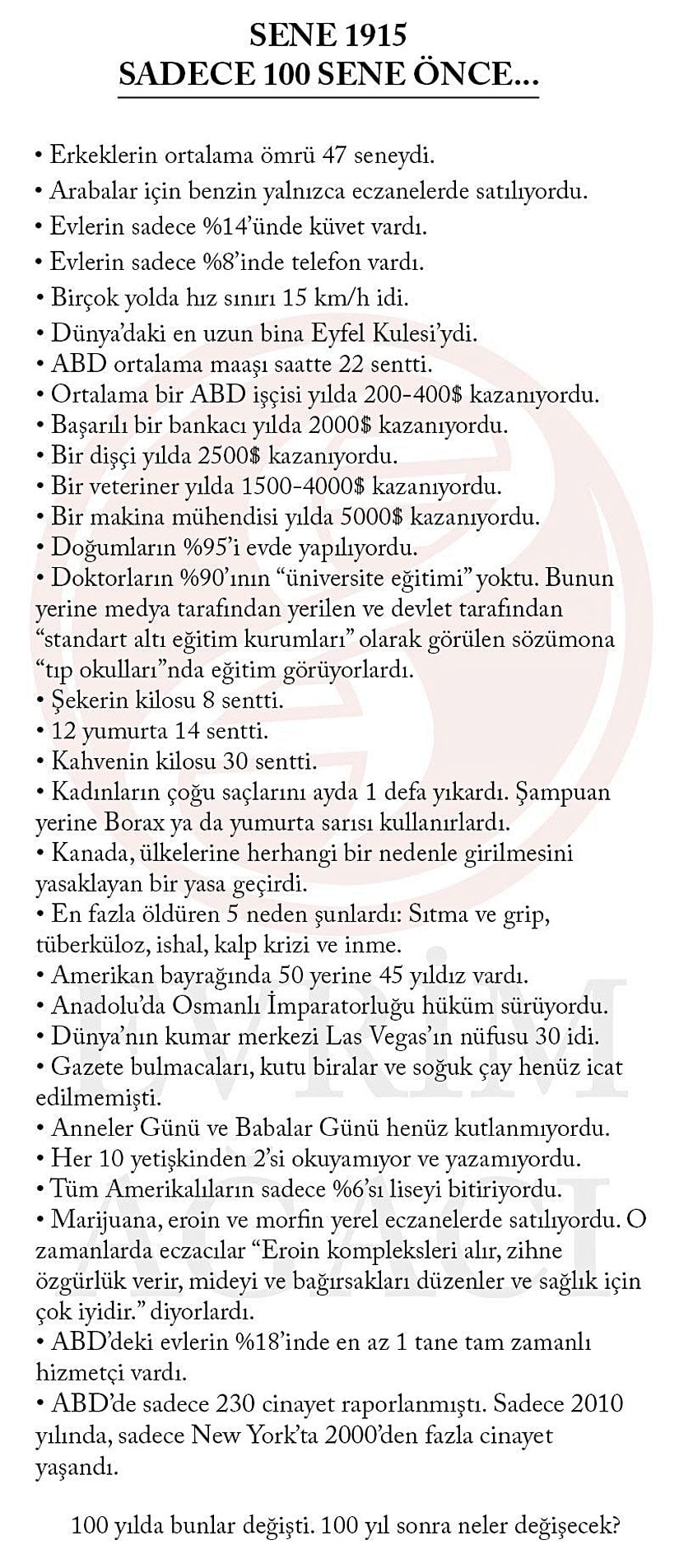100 Yılda Yaşanan Değişimler