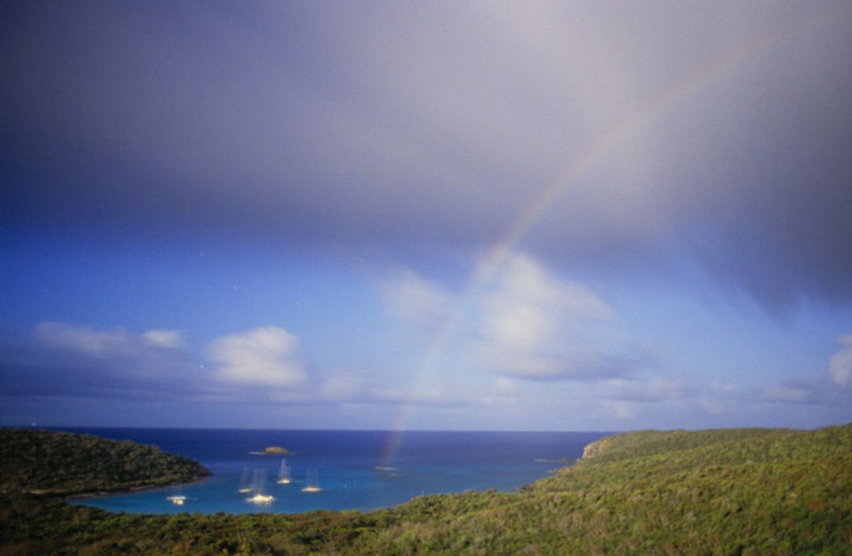 Moonbow with Sailboats