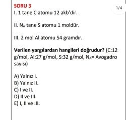 Mol kavramı ile ilgili verilen yargılardan hangisi doğrudur?