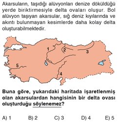 Haritada işaretlenmiş akarsuların hangisinin delta ovası oluşturduğu söylenemez?