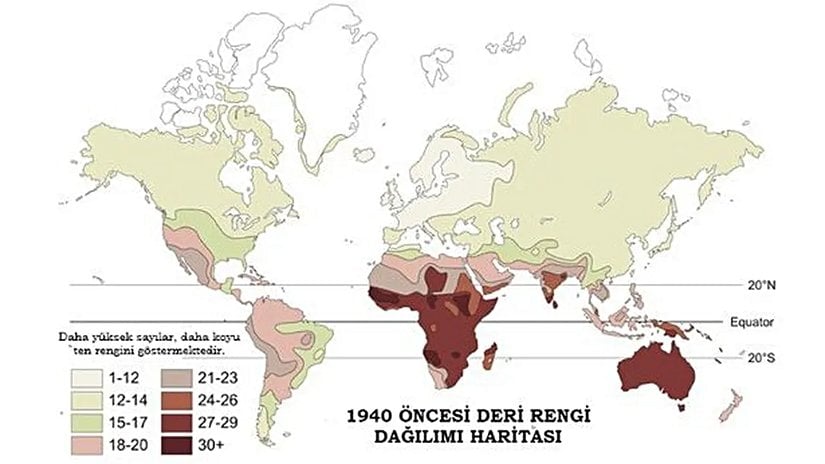 1940 Öncesi Deri Rengi Dağılımı Haritası