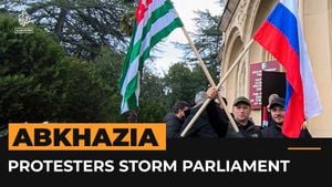 Protesters Storm Abkhazia Government Buildings Calling For Leader's Resignation