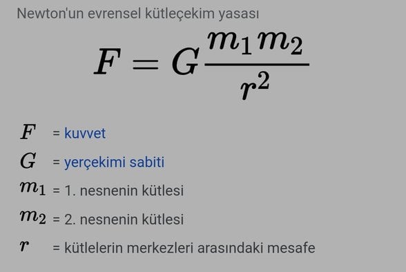 Kütle çekimi formülü
