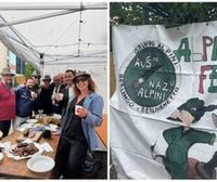 Marea di Alpini a Biella, il brindisi con gli assessori della città