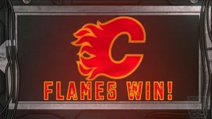 Flames Edge Sharks 3-2 With Hanley's Late Goal