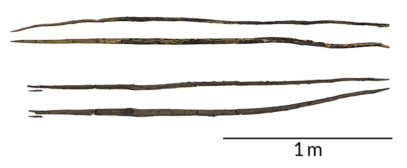 Bulunan mızrak parçaları.